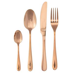 Juego de cuchara de café con tenedor de cuchillo de acero inoxidable de grado alimenticio sostenible de lujo de colección brillante de alta calidad chapada en oro rosa - Product Image 2