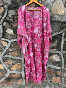 Fait à la main 100% coton caftan robe indien imprimé fleuri parole longueur plage Caftan taille naturelle vêtements de nuit Maxi Kimono coton - Product Image 4