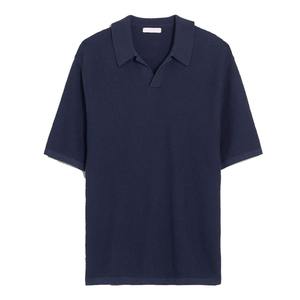 À la mode bleu marine hommes col en V Polo surdimensionné gaufré tricoté plaine décontracté personnalisé marque Logo Golf Polo t-shirt - Product Image 5