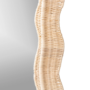 Handwicker eco-friendly <b>rattan</b> wall <b>mirror</b> Scallop shaped Bohemian accent <b>mirror</b> home decorations wholesale from Vietnam - Product Image 2