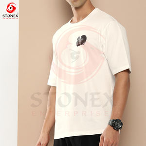 2025 Boxy Fit T-shirt Pro Club poids lourd surdimensionné impression personnalisée plaine unisexe O cou T-shirt - Product Image 3