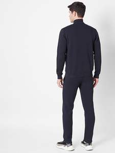 100% polar sólido hombres chándal Casual invierno Regular Fit Mock Collar cremallera completa sudadera cintura elástica pantalones de chándal - Product Image 4