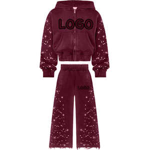 Custom Trend Design <b>Applique</b> Embroidery Acid Wash Heavy Weight Low Price Tracksuit 100%Cotton Premium Qu - Product Image 5