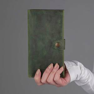Portefeuille de luxe personnalisé pour homme en cuir véritable marron mince porte-cartes de crédit Long sac à main de luxe ouvert RFID à deux volets pour homme portefeuilles - Product Image 1