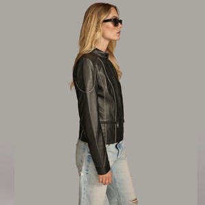 Veste en cuir d'agneau véritable pour femmes, respirante, écologique, veste varsity d'hiver, nouvelle collection, prix de gros avantageux - Product Image 5