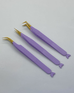 Pinzas para pestañas de cuento de mariposa, acero inoxidable, calidad fina, rectas y curvas, pinzas para pestañas, suministros para extensiones de pestañas - Product Image 3