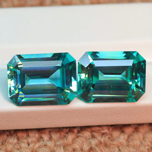 Piedra preciosa Paraiba cultivada en laboratorio, 14x10mm, forma Rectangular, piedra Paraiba facetada suelta, lo mejor para hacer joyas - Product Image 1