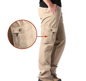 กางเกงคาร์โก้ผ้าฝ้ายคุณภาพสูงสำหรับผู้ชาย กางเกงลำลองหลายกระเป๋า กางเกงยุทธวิธี สำหรับฤดูใบไม้ผลิ ฤดูใบไม้ร่วง กิจกรรมกลางแจ้ง ตั้งแคมป์ เดินป่า และทำงาน - Product Image 6