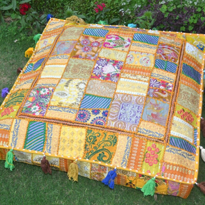 Funda de Cojín Cuadrada de Algodón 100% con Diseño Tribal Bohemio Hippie, Hecha a Mano, Decorativa para el Hogar, Estilo Banjara - Product Image 5