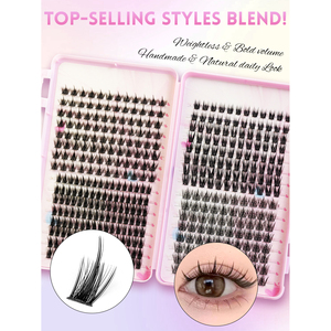 Extensions de cils naturelles souples en C, 0,3 mm, base plate sans nœuds, pointes effilées, grappes légères - Product Image 3