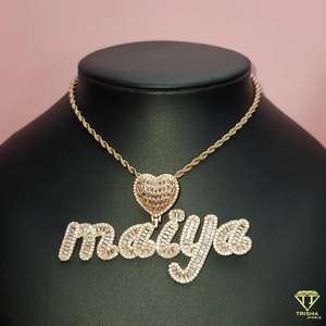 Colgante de nombre personalizado con lazo de corazón en plata de ley 925 con diamantes VVS Moissanite joyería personalizada de Hip Hop - Product Image 5