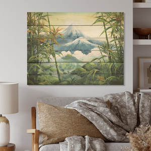 Japón volcán encanto bambú madera pared arte Natural Pino madera bambú y madera artesanías - Product Image 1