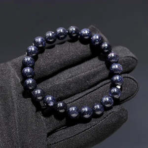 Blue Sunstone Galaxy 100% Round Beaded <b>Bracelet</b> 7 Inches <b>Ball</b> Shape Smooth and Elegant - Product Image 1