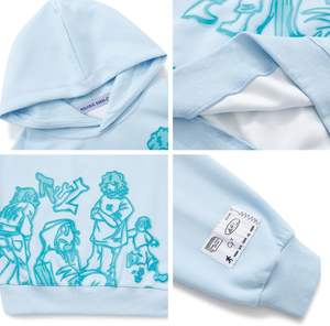 เสื้อมีฮู้ดผ้ามัดย้อมดิจิทัลสำหรับฤดูใบไม้ร่วงผ้าพิมพ์ลายสกรีนโลโก้ด้านหน้าลายเส้นไหมเทคนิคการซักด้วยกรดย้อมสีแบบดิจิตอลมีฮู้ดแข็ง - Product Image 3