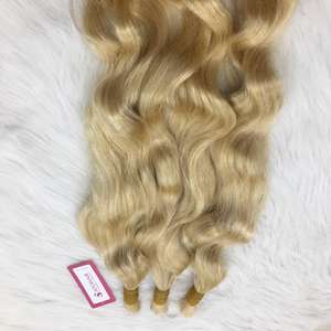 Vente en gros Extensions de cheveux vietnamiennes naturelles ondulées blondes 613 à cuticules alignées sans trame, double tirage, en vrac - Product Image 6