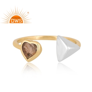 Último diseño hecho a mano 18K chapado en oro labradorita natural anillo ajustable Demi joyería fina para mujer regalo para ella - Product Image 3