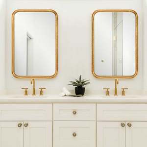 Specchio da parete in oro dorato con cornice in stile Vintage specchio decorativo rettangolare con finitura per la casa specchio per la vanità del bagno - Product Image 1
