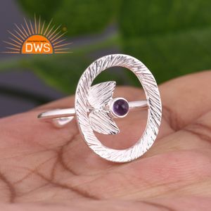 Meilleure vente bague réglable en argent sterling fin avec améthyste naturelle et pierres précieuses fabricant de bijoux personnalisés - Product Image 2