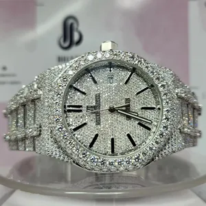Jam tangan berlian Moissanite pria, arloji antik berkualitas Premium, penuh es VVS Clarity untuk pria
