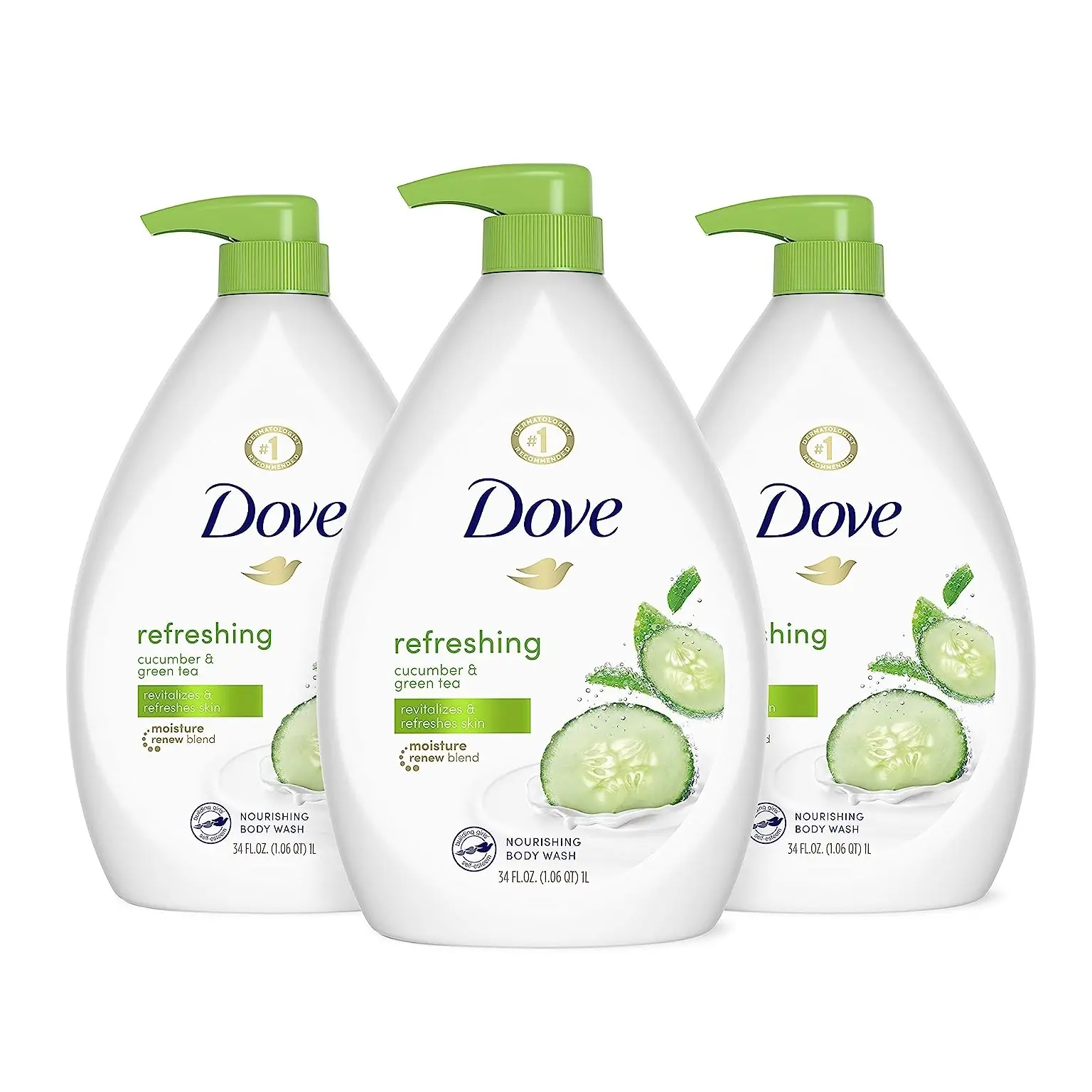 Dove Refreshing Body Wash with Pump Revitalizes and Refreshes Skin Cucumber and Green Tea Effectively Washes