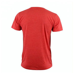 T-shirt en coton avec logo personnalisé pour hommes, manches courtes, couleur unie rouge, t-shirts avec logo personnalisé pour hommes - Product Image 2