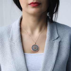 Colgante de plata de ley 925 con forma de turquesa, piedra turquesa tradicional, hecha a mano, venta al por mayor - Product Image 2