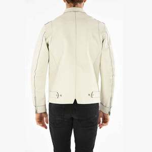 แจ็กเก็ตหนังสำหรับผู้ชายแขนยาวคอตั้งระบายอากาศได้มีกระเป๋าและซิปแบบลำลองออกแบบโลโก้ได้ตามต้องการ - Product Image 3