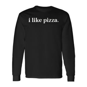 T-shirt Minimalista a Maniche Lunghe con Citazione 'I Like Pizza' per Amanti della Cucina - Articolo Promozionale - Product Image 2