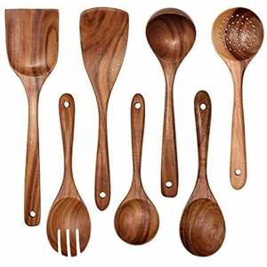 Meilleures ventes Ensemble de couverts en bois massif brun élégant Cuillère à soupe de mariage élégante pour servir des couverts à bas prix Ustensiles de cuisine - Product Image 6