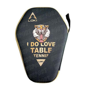 Loki <b>Waterproof</b> <b>Table</b> Tennis Racket Case with Tiger Diamond Shaped Hard <b>Cover</b> Black - Product Image 1