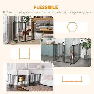 PawHut Puerta Plegable y Modular para Perros de Tamaño Mediano en Metal y Plástico, 123x102x90 cm, Negro - Product Image 4