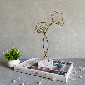 Escultura de hoja Kylie, juego geométrico, escultura de acero inoxidable, accesorios de decoración de Mesa para el hogar, oficina, escritorio, decoración de hotel - Product Image 1