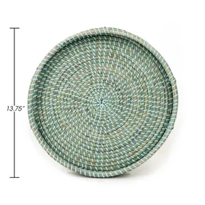 Plateau de service en jonc de mer naturelle, style Vintage, fabrication en gros, plateau de fruits à poignée pour la décoration de la maison - Product Image 6