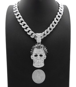 Collar de cadena cubana de Plata de Ley 925 Iced Out con colgante de máscara Leb Grown Diamond-Tachonado para boda o regalo - Product Image 5