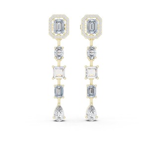 Pear Princess Emerald Oval Cut <b>Moissanite</b> Drop <b>Earrings</b> 925 Sterling Silver Bridal Fine Jewelry Hypoallergenic Luxury Collet Set - Product Image 3