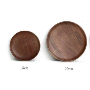 Vente en gros de plateau de service alimentaire en bois Rangement fait main Présentoir de forme ronde en bois Plateau en bois naturel Finition de table en noyer - Product Image 1