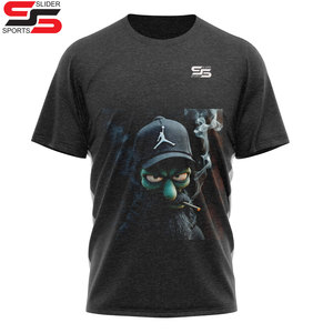 T-shirt en coton pour homme 220 g/m² 100 % coton tricoté lourd à manches courtes col rond logo de marque personnalisé impression numérique lettre formelle - Product Image 5