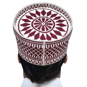 Nouvelle vente chaude : Chapeau Namaz Topi Kufi Barkati pour hommes musulmans omanais, design personnalisé rouge élégant, coton/lin, ODM, toutes saisons - Product Image 4