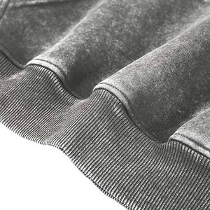 Sweats à capuche Streetwear personnalisé poids lourd coton Boxy recadrée Vintage lavage à l'acide fermeture éclair en détresse veste à capuche pour hommes - Product Image 4