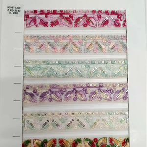 Encaje bordado floral colorido elegante para proyectos de moda, decoración del hogar y artesanía - Product Image 1