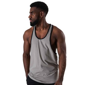 New Wholesale Custom Men's Gray Cotton Tank <b>Top</b> O-Neck Solid Color Breathable Casual Singlet Knitted Fit - Product Image 3