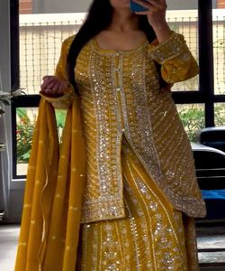 Le plus choisi coton Georgette broderie séquence travail dentelle lourde travail haut Festival mariage porter lavable en gros Surat vêtement - Product Image 4