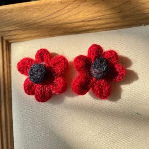 2026 Vintage Woven Silver Ear <b>Studs</b> Earrings Contrasting Colors Floral Flower Design Ear Accessories Crochet Jewelry Ear Clips - Product Image 5