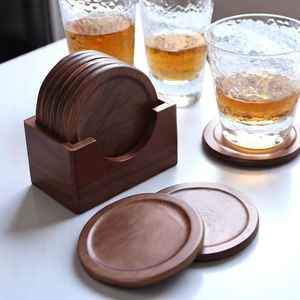 Walnut coasters Premium Maple, Walnut, Wood Coasters, Coffee Coasters, <b>Beer</b> Coasters Round wooden coasters - Product Image 4