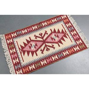 พรมตุรกีวินเทจ ขนาดเล็ก 1.9x2.9 ฟุต สีแดงเบจลายพราง - Product Image 1