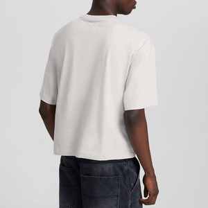 Usine directe 100% coton T-shirt pour hommes T-shirt à col rond surdimensionné Design solide T-shirt à col rond décontracté - Product Image 3