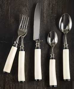 Cubiertos con mango de hueso de acero inoxidable 2024, cuchara de boda de la India y tenedor de Metal, cubiertos de acero con espejo, juego de cuchillos de cocina - Product Image 1