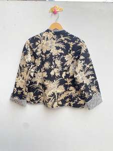 Abrigo de algodón acolchado bohemio para mujer, diseño de cultivo con estampado de bloques suaves, técnica lavada para ropa informal de invierno, Idea de regalo - Product Image 6