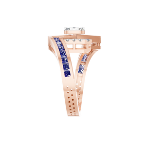 Bague de fiançailles en argent sterling 925, tanzanite synthétique à tige torsadée et diamants de laboratoire IGI, bijoux fins personnalisés pour femmes - Product Image 2