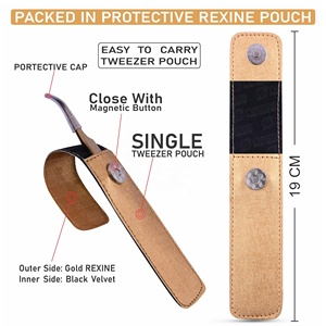 Pince à cils en acier inoxydable de précision robuste et durable avec pochette élégante en cuir PU pour la protection - Product Image 5
